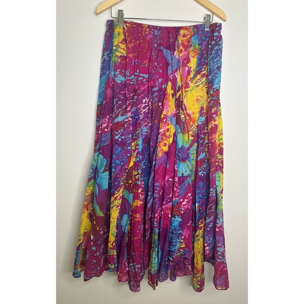 CAITE Maxi Cotton Lined Boho Abstract Maxi Skirt Large Festival Gypsy Beachy - Picture 12 of 12